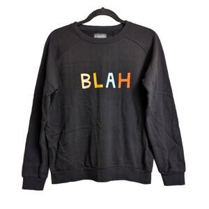 Castle Black Blah Graphic Multicolored Print Crewneck Casual Sweatshirt M